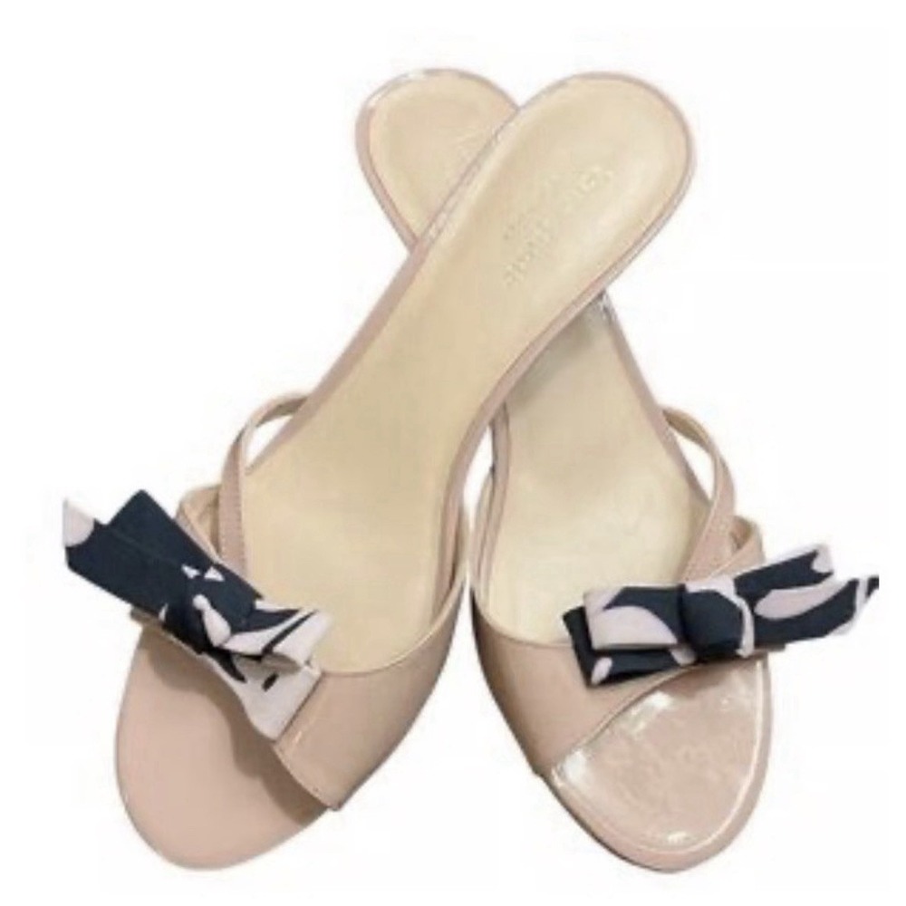Kate Spade New York Women's Simona Kitten Heel Bow Pink Patent Size 7.5 Slide
